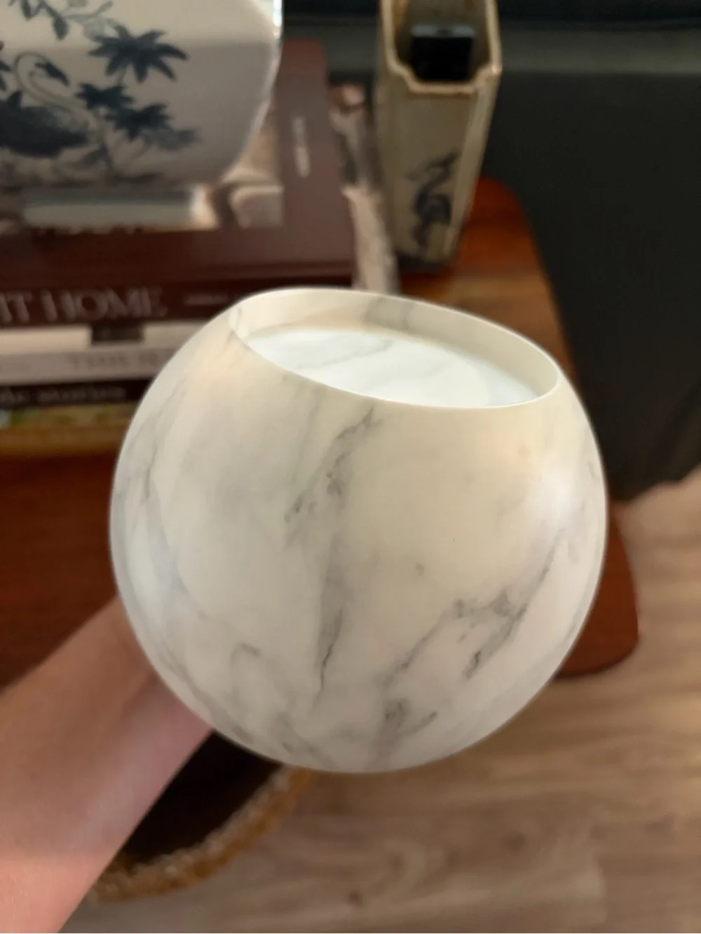 Bath & Body Works White Marble Globe Pedestal Candle Holder - Home Accents
